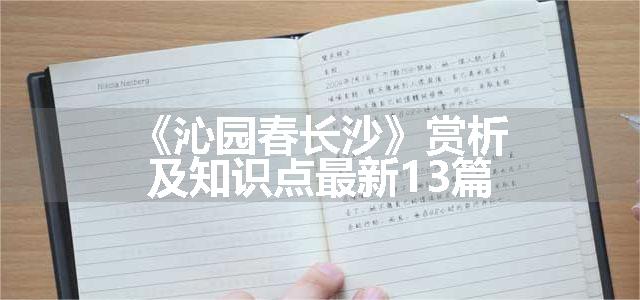 《沁园春长沙》赏析及知识点最新13篇