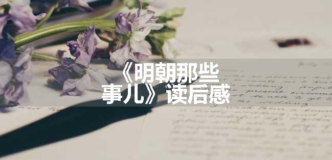 《明朝那些事儿》读后感