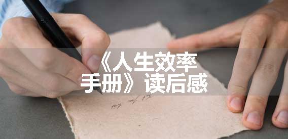 《人生效率手册》读后感